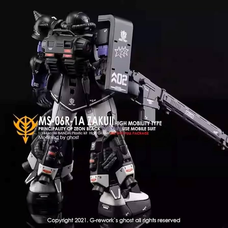 【未組立】RG 黒い三連星ザク3点＋Aベース＋デカールの5点セット（送料込） Amazon | ［HG 1：144］MS-06R-1A 黒い三連星ザク 水転写式